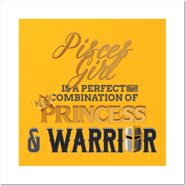 PISCES Girl Princess Warrior Horoscope Birthday Wall Art by porcodiseno